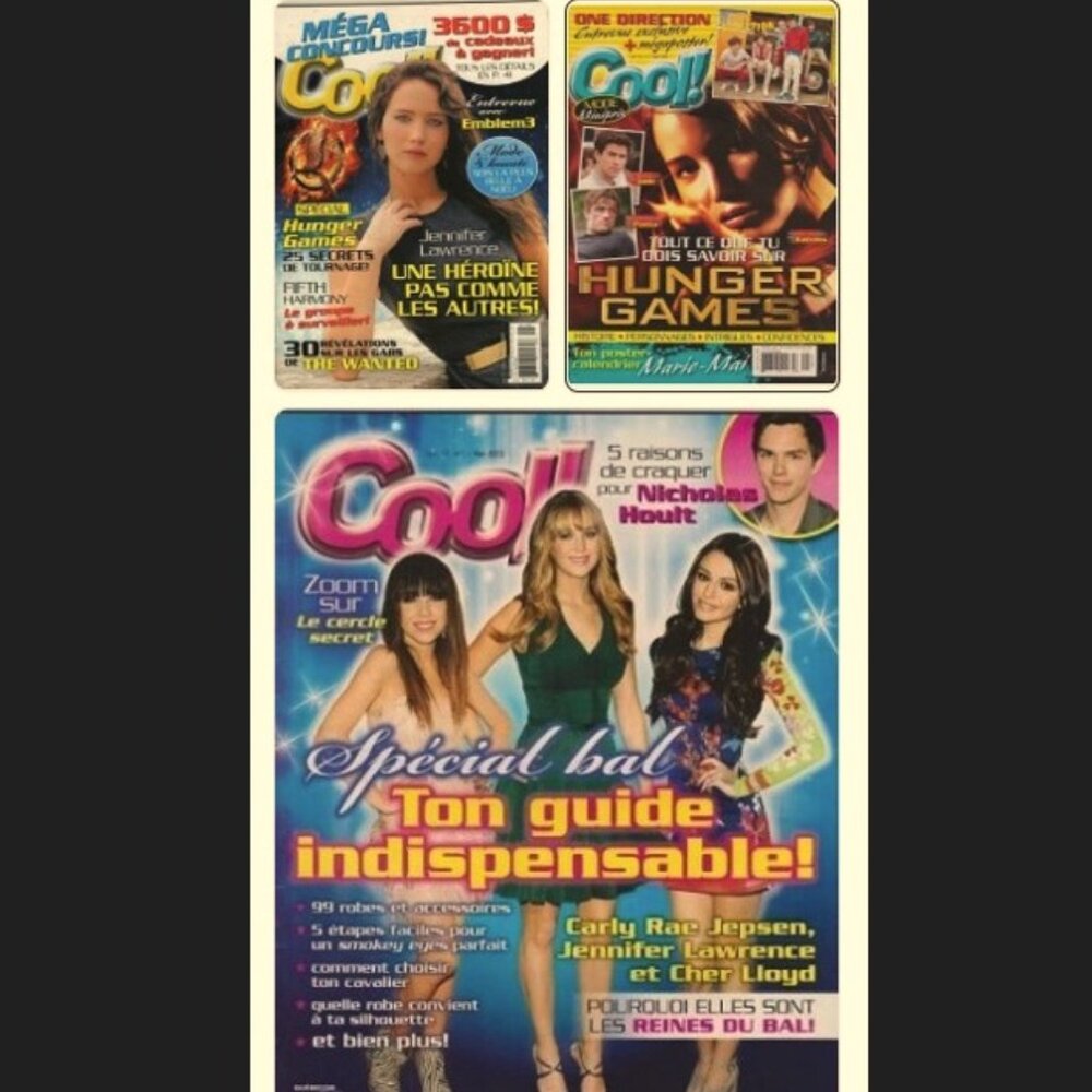 LOT of 3 JENNIFER LAWRENCE Cool magazine Hunger Games 2012-2013 teen magazines